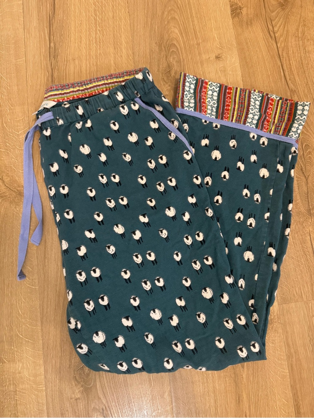 Sundance Teal Sheep-Print Pajama Pants with Boho Pattern